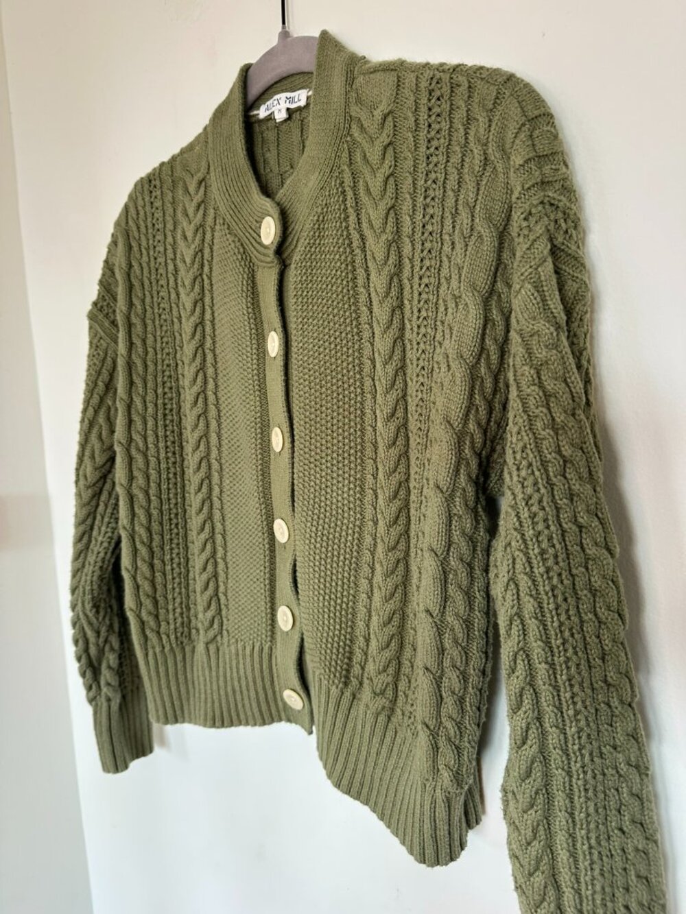 Alex Mill Nico Cardigan, Olive Green, M - Picture 8 of 8